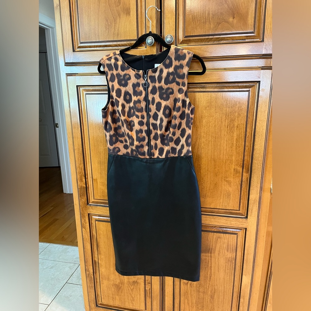 Leopard Print and Black Dress